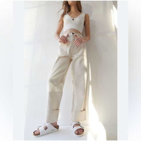 BDG Urban Outfitters Carpenter Jeans 26 Cream Ivory - Picture 1 of 9